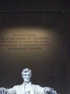 Caption at Lincoln Memorial