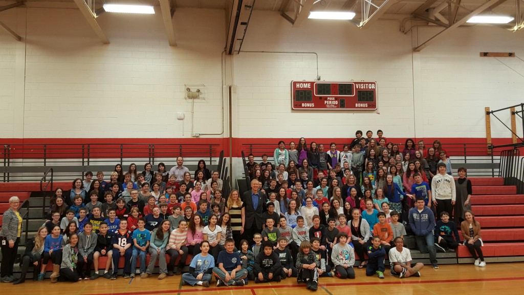 The Governor with our sixth grade students and teachers